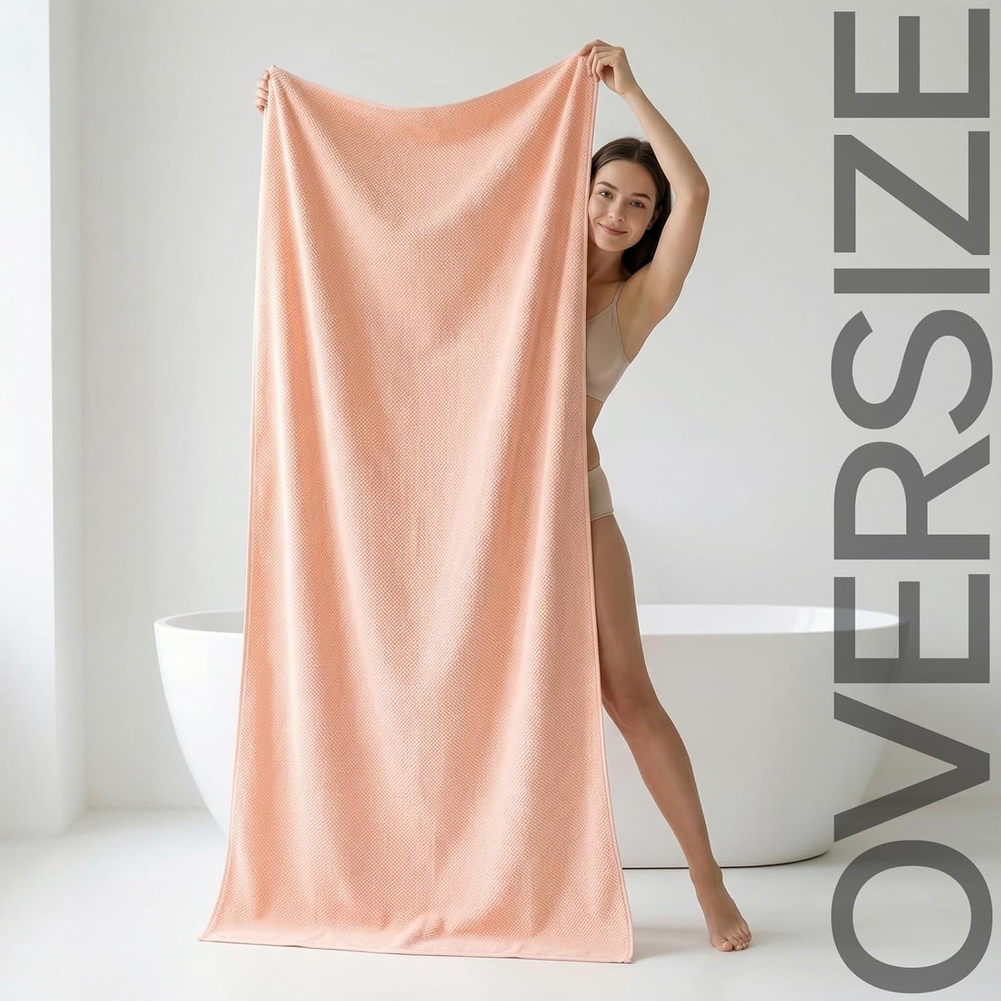 REDKISS Pack of 2 Jumbo Bath Sheets, 40 x 80 Inches Microfiber Bath Towels for Bathroom, Extra Large & Lightweight, Quick-Dry, Super Soft & Highly Absorbent, Perfect to Wrap Yourself in, Pink