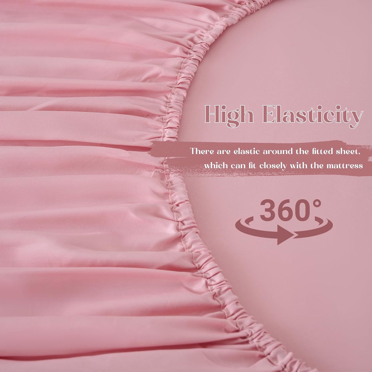 Homiest 3-Pieces Ruffle Pillow Case & Fitted Sheet Set, Light Pink Queen Sheets with 2 Ruffled Pillow Shams, 15 Inch Deep Pocket, Cute & Coquette Microfiber Bed Set for Decorating Bedroom Hotel