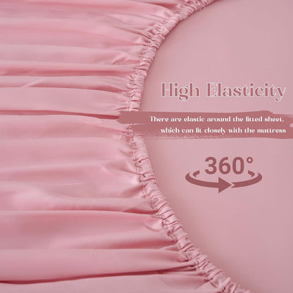 Homiest 3-Pieces Ruffle Pillow Case & Fitted Sheet Set, Light Pink Queen Sheets with 2 Ruffled Pillow Shams, 15 Inch Deep Pocket, Cute & Coquette Microfiber Bed Set for Decorating Bedroom Hotel