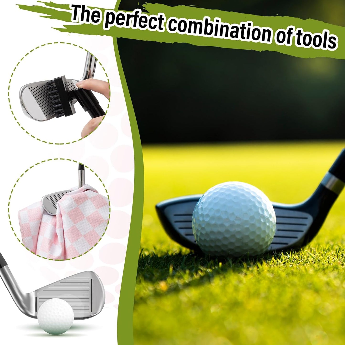 Liliful Woman Golf Accessories Kit Include 19.69 x 15.75 Inches Microfiber Waffle Golf Towel and Club Groove Cleaner Brush for Woman Gifts