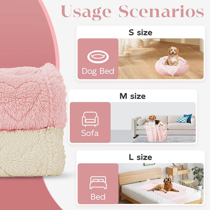 MACEVIA Fluffy Fleece Dog Blankets for Large Dogs,(40x60 Inch, Light Pink) | Warm Soft Washable Pet Bed Cover, Fuzzy Puppy Pets Blanket for Dogs and Cats,Plush Pet Throws for Bed,Couch,Sofa,Travel