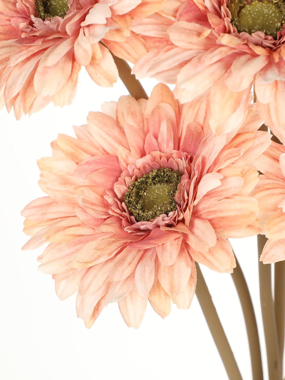Briful Realistic Fake Flowers Bulk – 6pcs Gerbera Daisy Artificial Flowers Bouquet, Spring Summer Faux Flowers Indoor for Vase Filler, Wedding Centerpieces, Home & Outdoor Decor, Pink