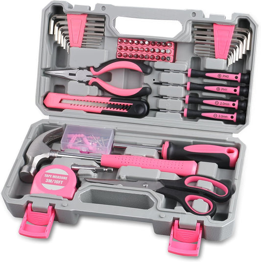 WINNER 150-Piece Pink Color All-Purpose Household Tool Kit in Toolbox Storage Case, Perfect for Women, Ladies and Girls with General Home Repairs, DIY Project, Garage, Office and College Dormitory Use