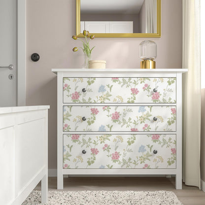 Orainege Pink Floral Peel and Stick Wallpaper Removable Self Adhesive Wall Paper 16.9inx118.1in Modern Wallpaper for Bedroom Bathroom Green Leaf Contact Paper for Cabinets