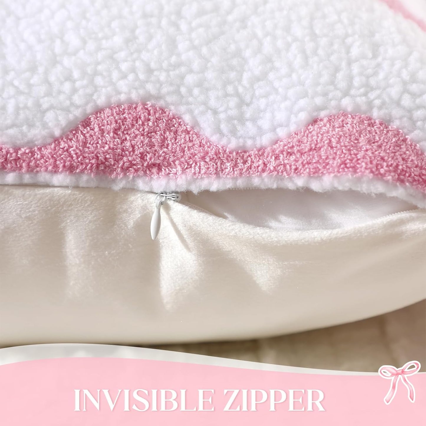 HunnmingRe Pink Bow Pillow Covers Set of 2 Preppy Room Decor Coquette Bow Embroidered Pillow Covers Luxury Soft Pink Throw Pillowcases for Couch Sofa Bedroom Aesthetic Decor, 18x18 Inch
