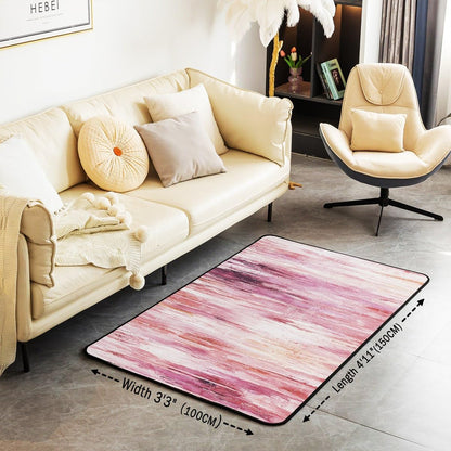 Erosebridal Abstract Brush Stroke Living Room Rugs Non Slip 6'6" X 4'11" Pink Artistic Striped Area Rug Modern Minimalist Oil Painting Style Decorative Carpetss Geometric Aesthetic Indoor Floor Mat