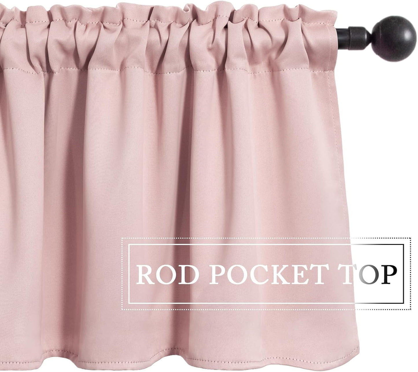 MIULEE Spring Blackout Window Valance for Bedroom Kitchen Bathroom Living Room Darkening Rod Pocket Curtain Valance, Thermal Insulated Window Treatment 1 Panel, 52 x 18 Inches, Light Pink