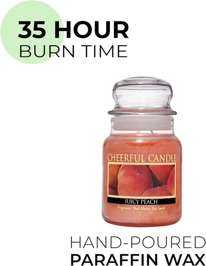 A Cheerful Giver - Juicy Peach Scented Glass Jar Candle (6 oz) with Lid & True to Life Fragrance Made in USA