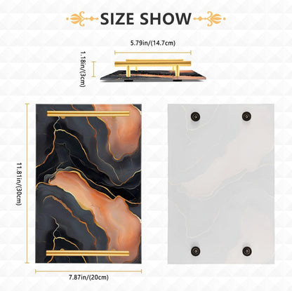Marble Black Peach Decorative Acrylic Cafeteria Tray with Handles Divided Serving Tray for Jewelry Perfume for Table Serving bandejas para cama