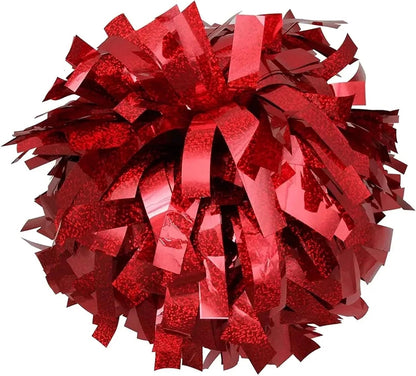 1piece,Cheerleader Baton Handle Pom Pom Metallic Black, Metallic Silver, Mixed Red for Cheering Party
