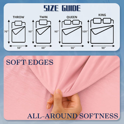 DOWNCOOL Cooling Blanket King Size, Pink Summer Blanket for Hot Sleeper and Night Sweats, Lightweight Soft Q-Max>0.4 Arc-Chill Cool Blanket