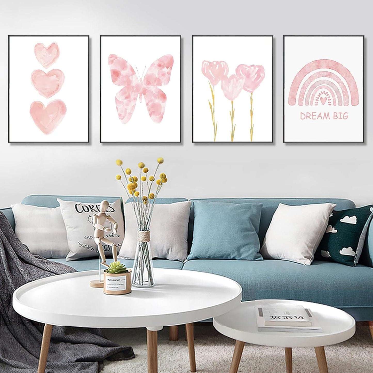 4 Pack Pink Diamond Art Kits for Adults, 5D Cute DIY Diamond Painting Kits for Beginner, Girly Diamond Dots Full Drill Crafts for Home Wall Decor for Teens Girls 12x16inPink Butterfly Rainbow Floral