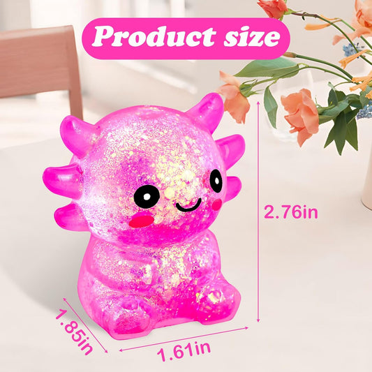 Squishy Fidget Stress Axolotl Toy, Axolotl Squishy Malt Sugar Stress Balls for Adults Kids, Cute Animal Sensory Toys, Squeeze Stretchy Axolotl Stress Toys for Party Favors (Pink)