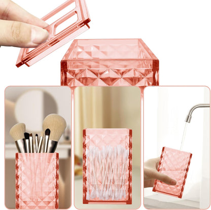 2PCS Light Pink Bathroom Accessories. Contain Soap Dispenser and Toothbrush Holder Set. Boho Bathroom Set for Blue Bathroom Décor