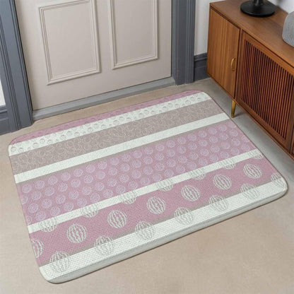 Bathroom Rugs 31.5x47.2 Inch, Farm Fruits Non Slip Rugs Washable Low Pile, Watermelon Lemons Peach Pink Grey Striped Front Door Mat Entryway Rug with Rubber Backing
