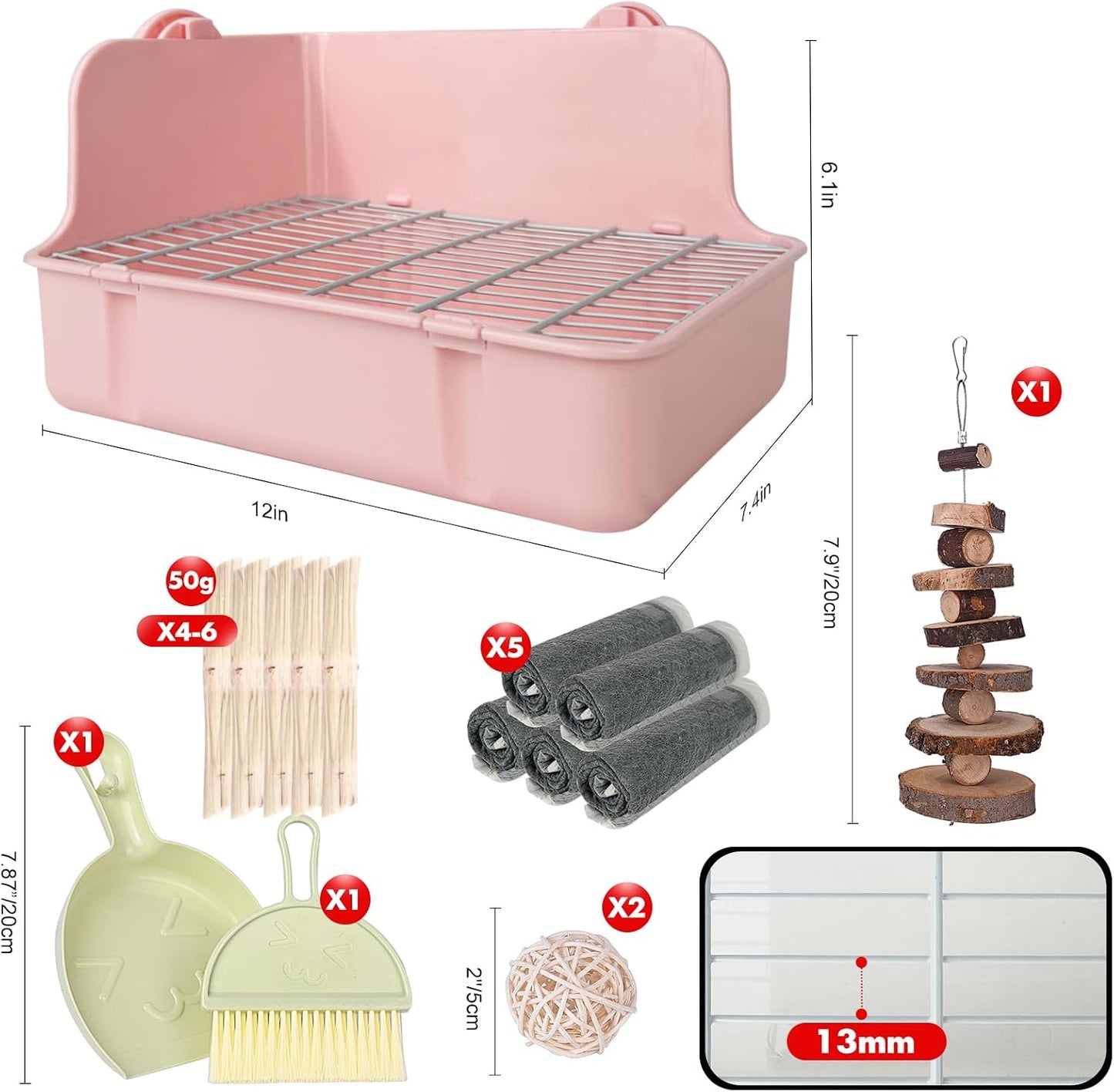 RUBYHOME Rabbit Litter Box Bunny Litter Box Guinea Pig Potty Trainer Corner Bedding Pet Potty Pan for Rabbit Guinea Pig Ferret Small Animal Cage Accessories