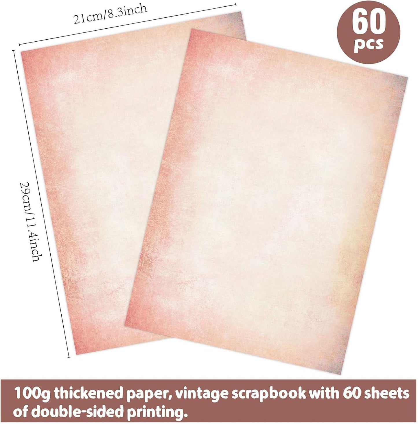 60 Sheets Retro Pink Stationery Paper, Pink Letter Paper Cute Writing Paper, Pink Copy Paper Pastel Colored Paper Computer Printer Paper
