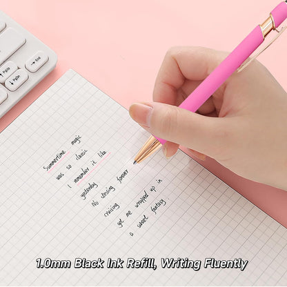 YOXMJDB Pink Pens for Women, 6 Pcs Cute Pens Ballpoint Pen Bulk, 1.0mm Medium Point Black Ink, Office and School Supplies Fancy Nice Pen Gifts for Girls Nurse Teacher (Pink)