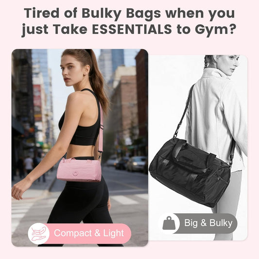 Mini Gym Bag for Women Men, Travel Gymnastics Sports Dance Ballet Samll Duffle Bag Gym Tote Organizer with Toiletry Pouch (Pink with Toiletry Bag)