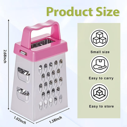 ElevateTech Mini Cheese Grater, 3Pcs Stainless Steel Box Grater with Handle Professional Cheese Slicer Grater for Kitchen Slicer Cheese Ginger Vegetable Multifunction Dishwasher Safe