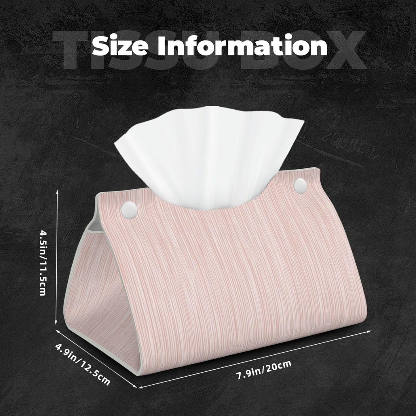Light Pink Pastel Pattern Subtle Vertical Stripes Tissue Box Cover Rectangle Pu Leather Tissue Box Holder for Car Bathroom Bedroom Desk Tabletop Decor