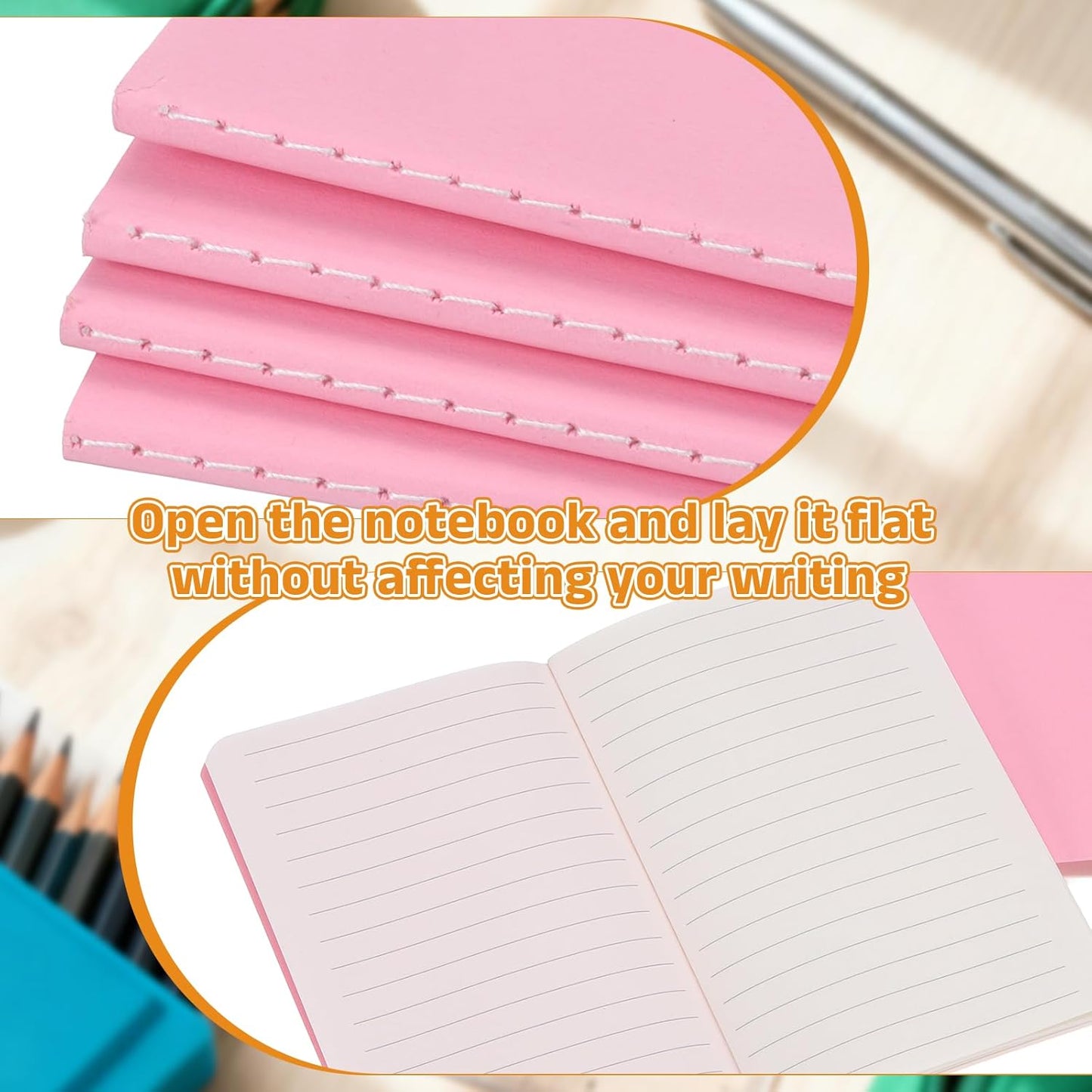 PATIKIL 4 Pack A6 Notebook, A6 Journal Mini Notebook Pocket Kraft Memo Notepads Lined Sketchbook Small 3.5x5.5 Inch 30 Sheets for Men Women Office Supplies Purse Travelers, Pink