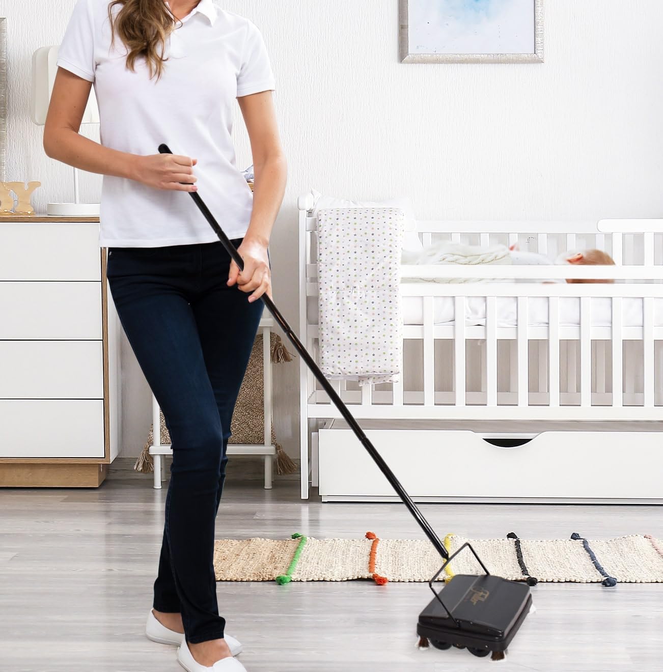 Fuller Brush 17072 Electrostatic Carpet & Floor Sweeper - 9" Cleaning Path - Lightweight - Ideal for Crumby Messes - Works On Carpets & Hard Floor Surfaces - Pink