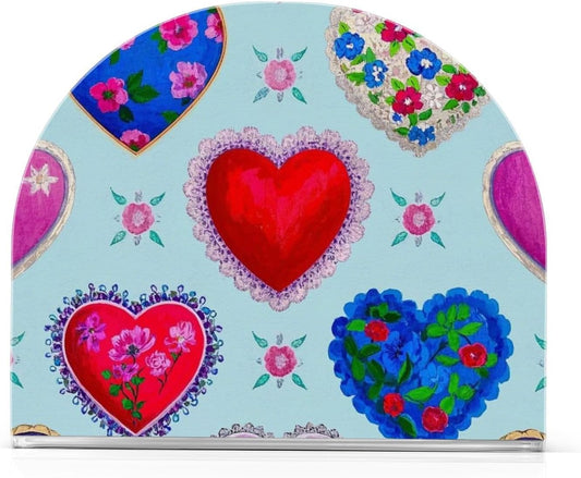 Retro Heart Peach Floral Colorful Acrylic modern napkin holder for bathroom, restaurant freestanding napkin holders for kitchen home decor for party, wedding,events