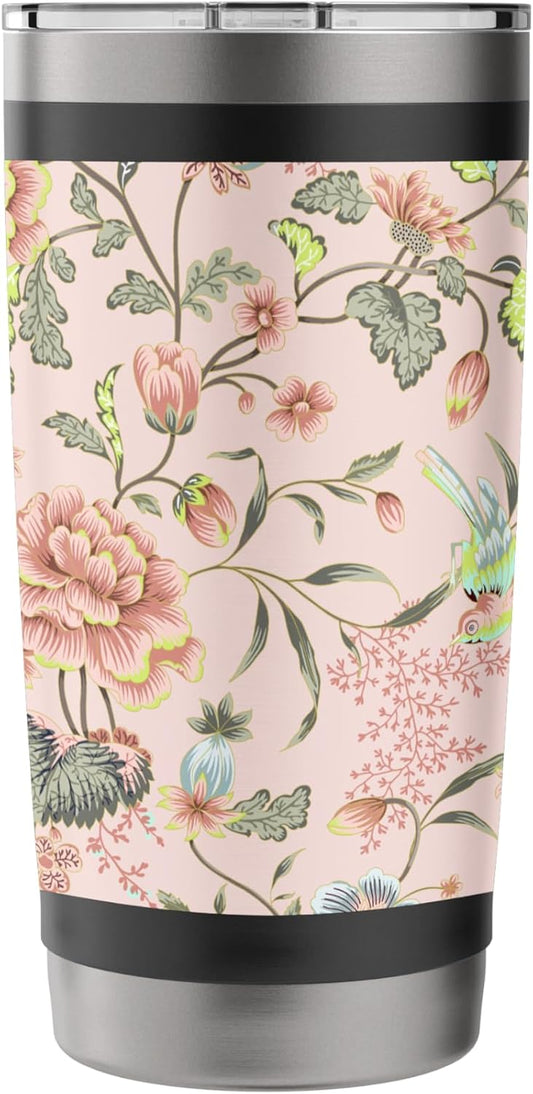 Japanese Flower Pattern Floral Asian Oriental Pattern Peach Stainless Steel Insulated Tumbler
