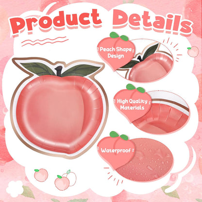 Zhehao 100 Pcs Peach Paper Plates Bulk Peach Party Decorations 7" Disposable Paper Plates for Tableware Peach Fruit Party Supplies Peach Themed Party Decorations Birthday Baby Shower Supplies