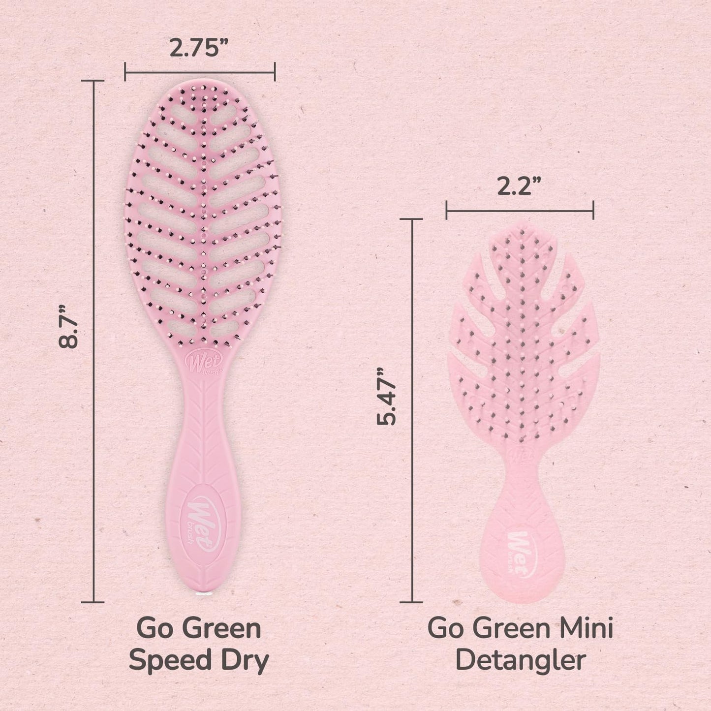 Wet Brush Go Green Speed Dry Hair Brush, Pink - Vented Design & Ultra Soft HeatFlex Bristles - Ergonomic Handle Manages Tangle & Uncontrollable Hair - Pain-Free Hair Accessories