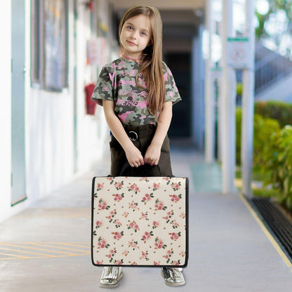 3 Ring Zipper Binder Retro Pink Floral Binders Bag with Shoulder Strap 500 Sheets Paper Organizer Trapper Keeper Documents Storage File Folder for School Office