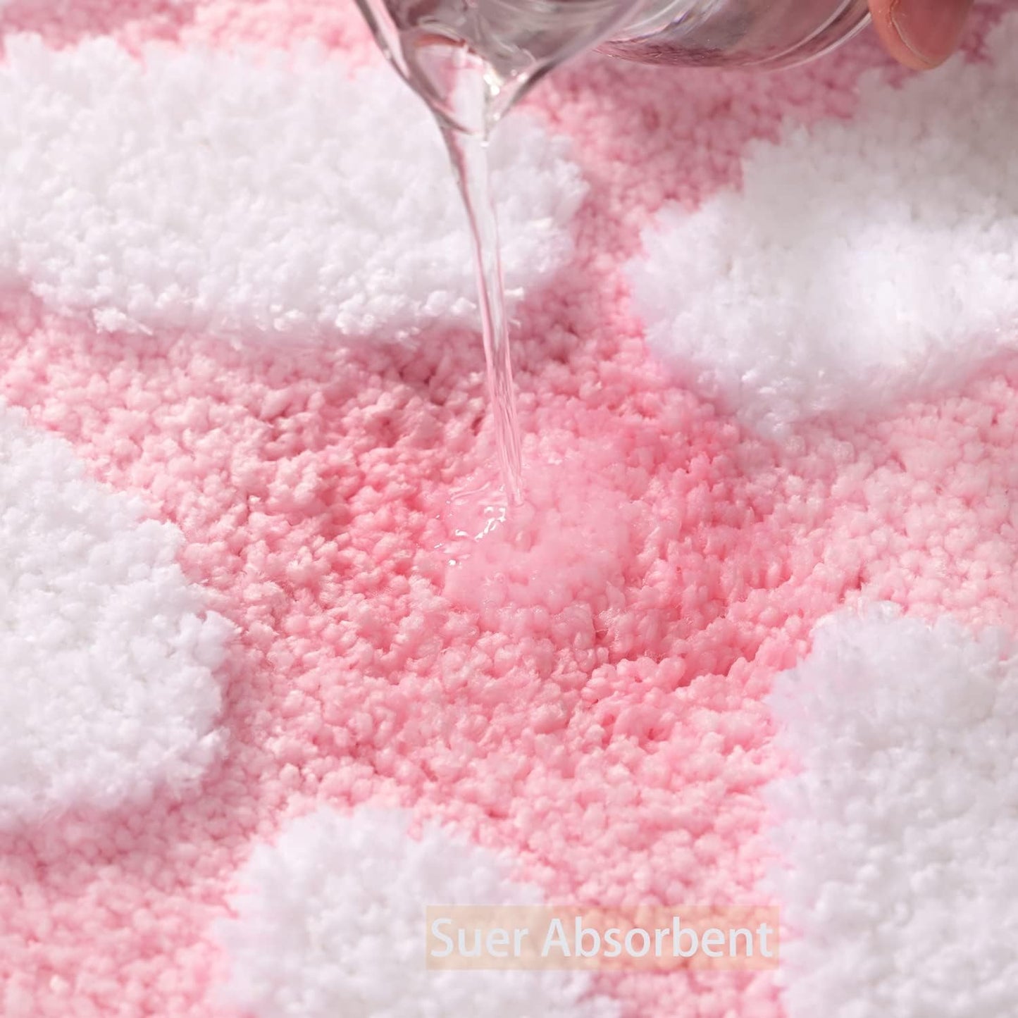 QJHOMO Pink Bathroom Rugs Cute Daisy Bath Mat White and Yellow Flower Decor Rug Non Slip Floor Carpet Microfiber Bathmat Super Absorbent Machine Washable Bathtub Mats for Shower (20x 32 inch)