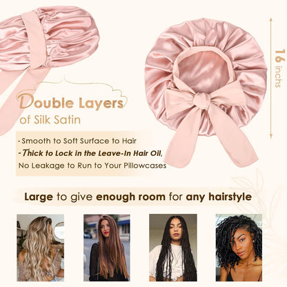 YANIBEST Adjustable Satin Bonnet for Sleeping Women Double Layer Hair Wrap Reduce Friction Prevent Frizz Natural Curly Hair