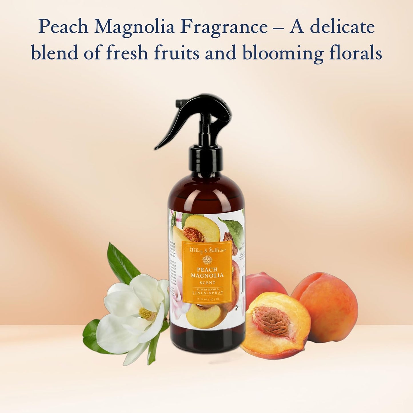Abbey & Sullivan Odor Eliminating and Refreshing Linen and Room Spray, Peach Magnolia, 16 oz