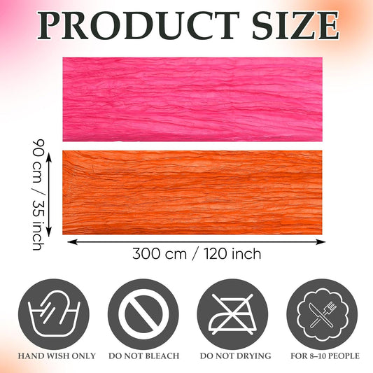 6 Pcs Pink and Orange Cheesecloth Table Runner Boho Gauze Cheese Cloth Runner 118" Rustic Table Decor for Sunset Party Wedding Bridal Baby Shower Birthday Thanksgiving Home Arbor Decor