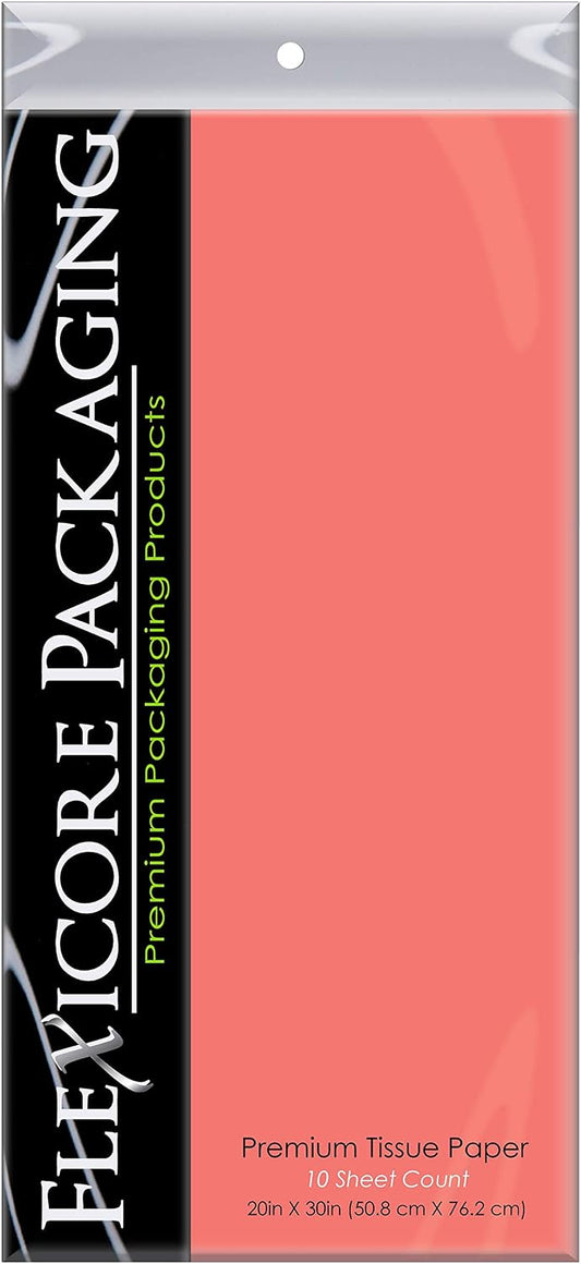 Flexicore Packaging Coral Pink Gift Wrap Tissue Paper XL | Size: 20 Inch X 30 Inch | Count: 10 Sheets | Color: Coral