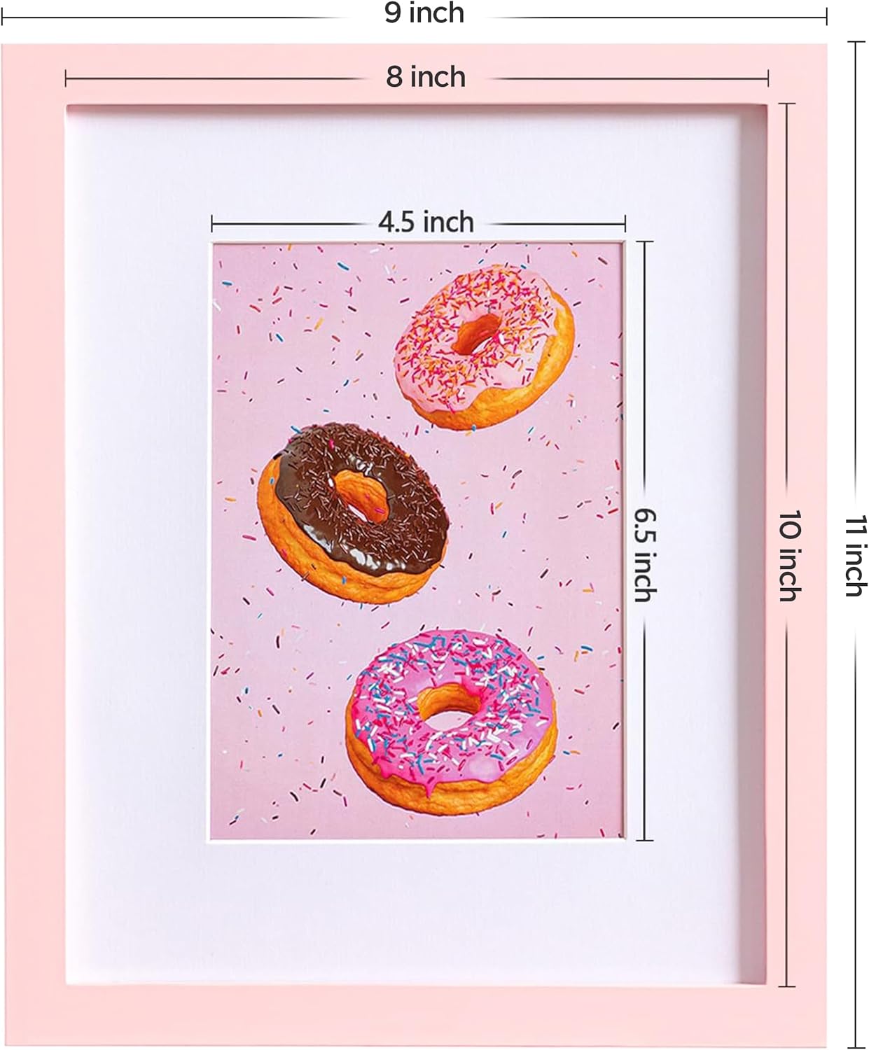 eletecpro 8x10 Picture Frame, Display Picture 5x7 with Mat or 8x10 without Mat, Colorful Picture Frame Made of Engineered Wood and Acrylic for Wall or Tabletop Display, Pink, 1 Pack