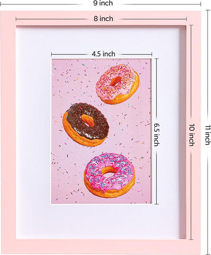 eletecpro 8x10 Picture Frame, Display Picture 5x7 with Mat or 8x10 without Mat, Colorful Picture Frame Made of Engineered Wood and Acrylic for Wall or Tabletop Display, Pink, 1 Pack