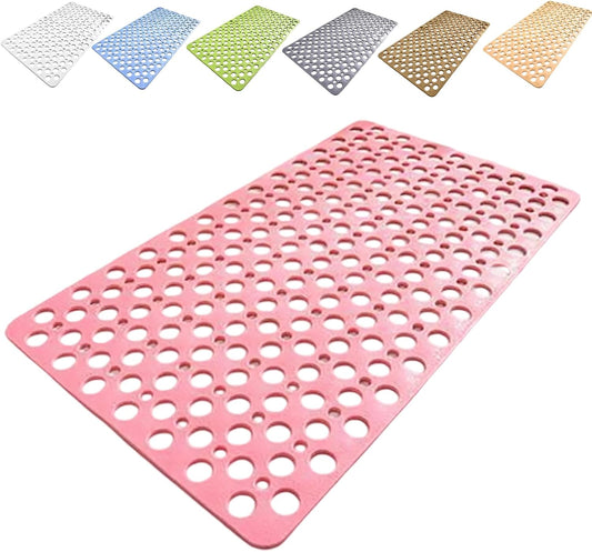 Shower Mat, Shower Mat, Bath Mat with Suction Cups and Drain Holes, Bathtub Mat Non Slip, Bath Mat for Tub Non Slip, Inside Bathroom, Easy to Clean (Pink, Large(29.53"x16.93"))