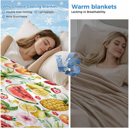 Cooling Throw Blanket for Hot Sleepers, Pineapple Lightweight Breathable Summer Blanket, Strawberry Peach Lemon Watermelon Peach Double-Side Cool Throw Blankets for Sleeping Travel, 30"x40"