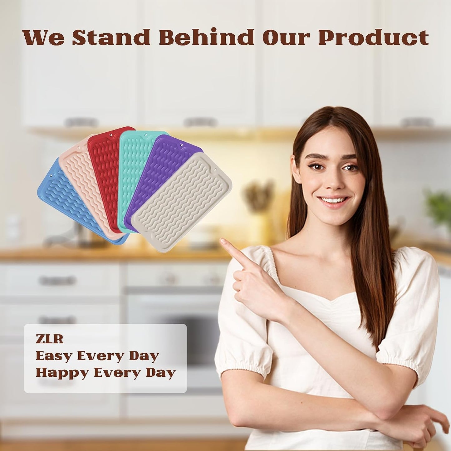 ZLR Silicone Sink Caddy Tray (6" x 12" / 153 x 305mm) - Narrow Sponge Holder for Kitchen Counter - Waterproof Dish Drying Mat, Non-Slip Soap Dispenser Mat & Bathroom Vanity Organizer (Peach Pink)