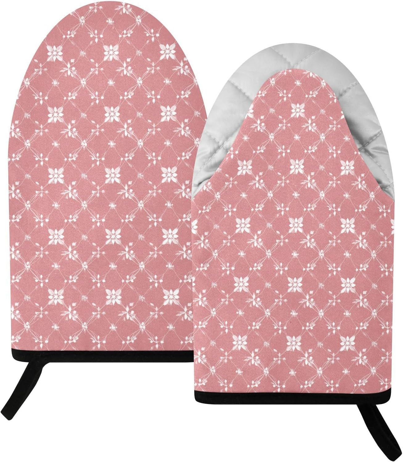 Oven Mitt 2 Pack Set Light Pink Art Kitchen Mitts Gloves for for Cooking Baking Grilling