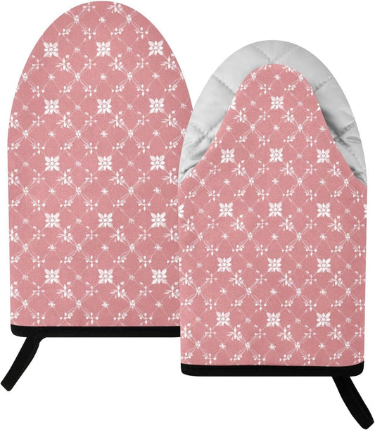 Oven Mitt 2 Pack Set Light Pink Art Kitchen Mitts Gloves for for Cooking Baking Grilling
