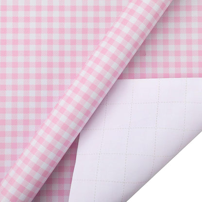woric Pink Wrapping Paper - Mini Roll - Birthday Wrapping Paper Girls | Wrapping Paper with Gingham Stripe Polka Dot for Women Birthday Baby Shower Girl Wedding - 17 In x 120 In Per Roll