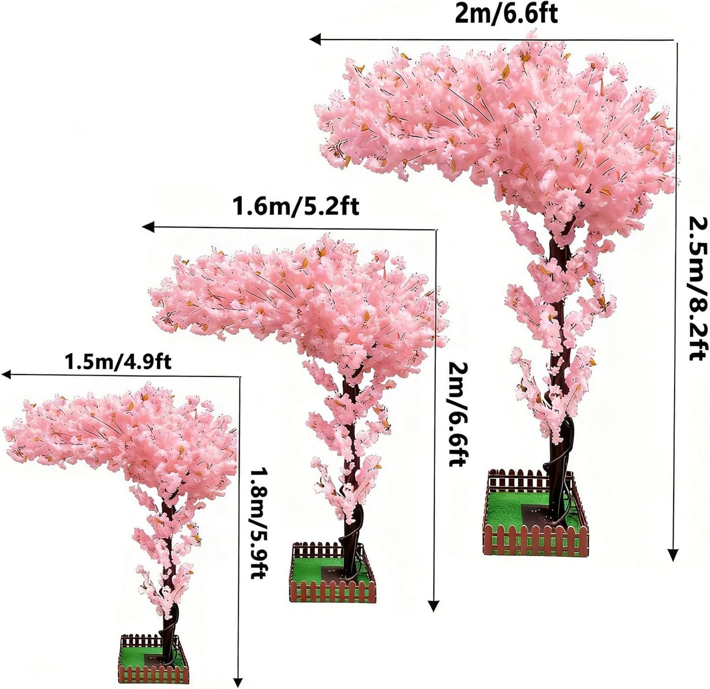Large Artificial Cherry Blossom Trees 8.2ft,Pink Cherry Blossom Tree Artificial,Tall Faux Sakura Tree for Indoor Outdoor Wedding Garden Party Commercial Decoration Home Decor