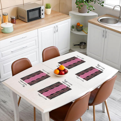 Feelyou Abstract Stripe Placemats Set of 4 Pink Abstract Stripe Table Mats for Party Kitchen Dining Decoration Holiday Seasonal Geometric Place Mat for Dinner Table Indoor Outdoor 18"x12" Non-Slip