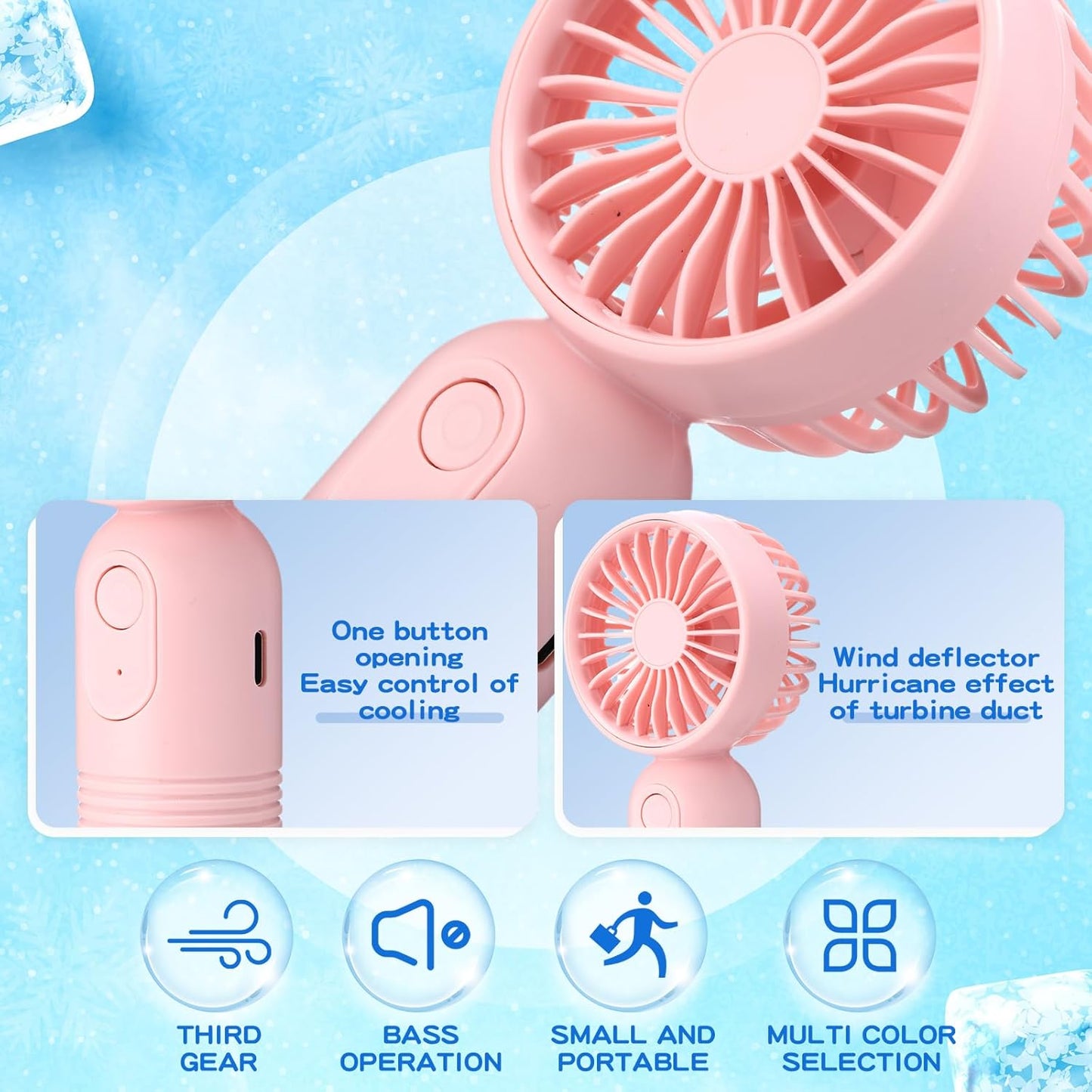 Rossesay 12 Pack Mini Portable Handheld Fan Bulk for Travel 3 Speeds, Rechargeable USB Battery Operated, Small Personal Eyelash Fans for Women Men Indoor Outdoor(Pink,Classic Style)