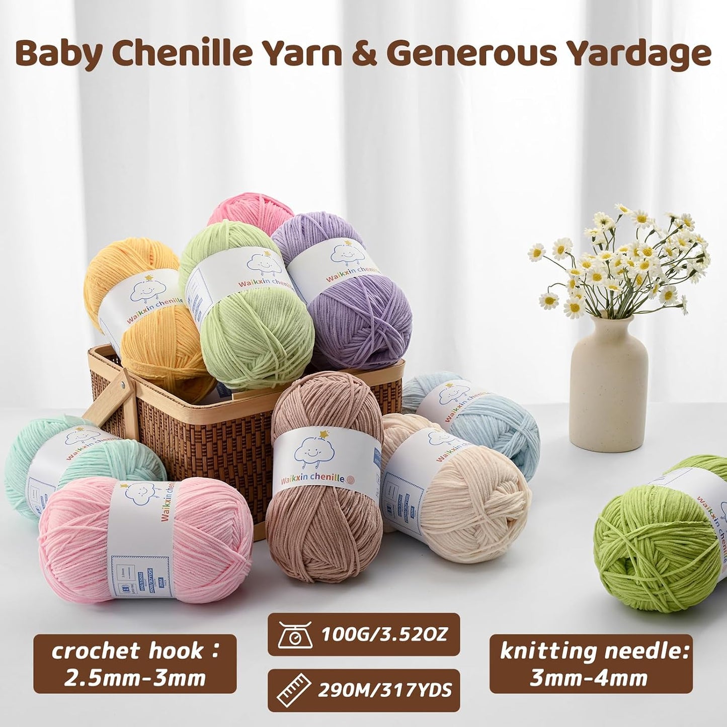 Fluffy Chenille Yarn for Crocheting, Baby Yarn for Crocheting Soft, 4 Pack of 100g/3.52oz Velvet Amigurumi Yarn, Fingering Weight Yarns for Crocheting Baby Blankets、DIY Craft.(4 Pink)