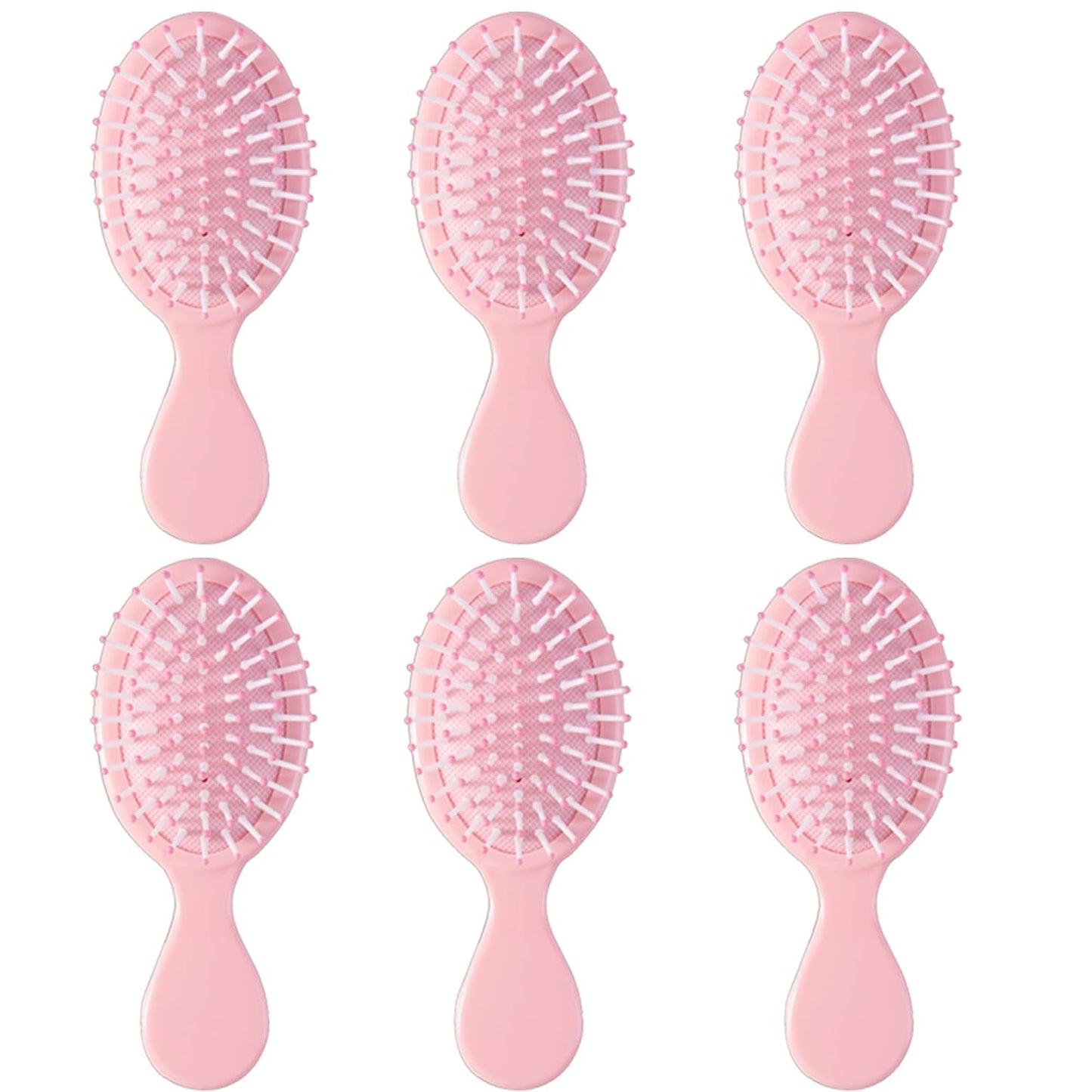 6 pcs Mini Hair Brush,Travel Detangling Brush with Exquisite Packaging Box,Mini Brush for Most Hair Types,Bridesmaid Party Christmas Stockings Filling Wet Hair Brushes (Pink)